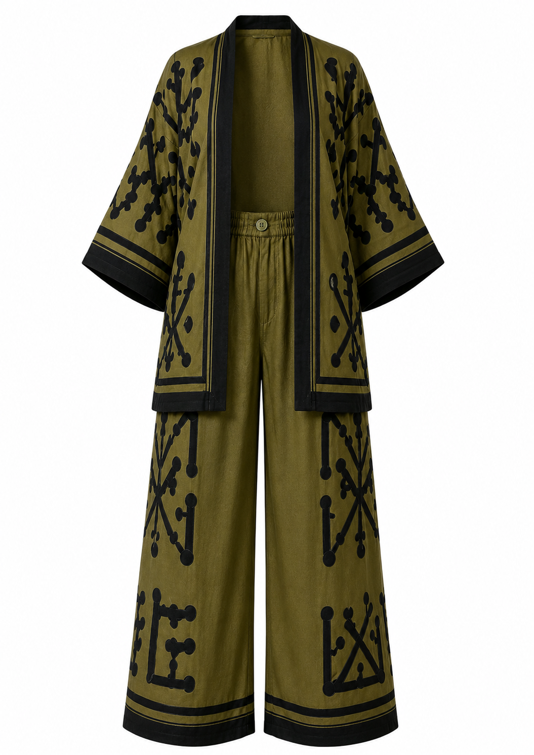 Ensemble YOMINE – Kimono & Pantalon Palazzo Terracotta – Image 3